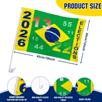 Drapeau de voiture personnalisé 30x45cm pour les élections brésiliennes 2026 avec support de fenêtre en plastique, vente en gros, drapeaux de campagne en polyester pour défilés et véhicules