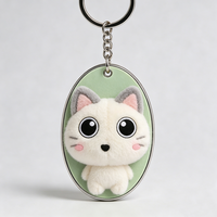 Porte-clés pingouin en peluche personnalisé, mignon, doux, avec cadre ovale vert, cadeau unisexe pour enfants et adultes