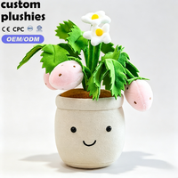 Peluche personnalisée en forme de plante de fraise en pot avec fraises et fleurs pour décoration intérieure et cadeau