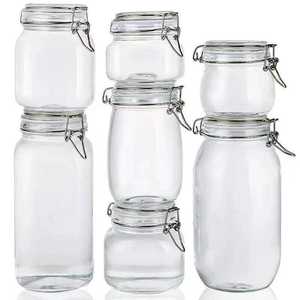 Bocaux en verre avec couvercle métallique à clipser, 500ml, 750ml, 1000ml, 1500ml, vente en gros, prix abordable, pour la conservation des aliments (cornichons, miel, salades) - Product Image 2