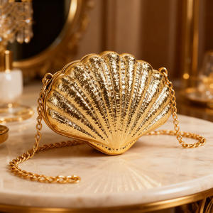 Bolso de Mano de Lujo para Mujer, Diseño de Diseñador, Color Caramelo Brillante, Acrílico, Bonito y Novedoso, con Forma de Concha, con Lentejuelas, para Bodas, Fiestas, Eventos Nocturnos - Product Image 3