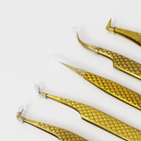 Pince à épiler professionnelle pour extensions de cils MANJESEN modèle 002, couleur or champagne, micro-précision, acier inoxydable, pointe lisse, droite