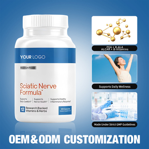 Soutien à la Marque Privée Personnalisée: Complément Formule pour Nerf Sciatique Adulte, Acide Alpha-Lipoïque et Vitamines, 120 Gélules - Product Image 2
