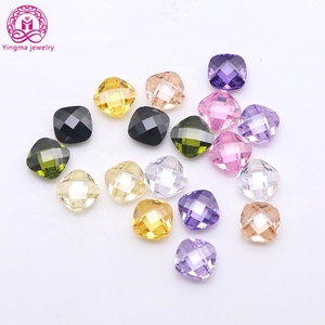 Yingma Đồ Trang Sức Tổng Hợp Zircon Đá Đôi Rùa Mặt Đệm Cắt Màu Sắc Khác Nhau Màu Hồng Vàng Trắng CZ Đá Quý - Product Image 1