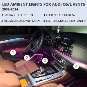 Lampes d'ambiance LED pour Audi Q5/Q5L 2009-2024 64 couleurs Lampes d'ambiance arc-en-ciel APP/Car Play/CAR Radio Control Interior Kits - Product Image 3
