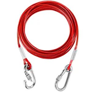 Dog Tie Out Cable for Steel Wire Dog Leash Cable with Stainless Dual Fix Buckle Lightweight and Durable
