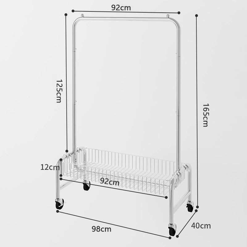 Argent [0,98 m avec panier à linge et roues en caoutchouc]