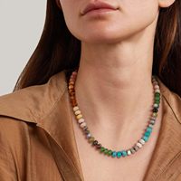 Collier coloré en perles d'abaque pour femmes et hommes, style bohème, ras-de-cou de plage, fermoir en or 18 carats, collier en pierre précieuse Amazonite de guérison