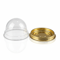 Barquette jetable ronde transparente dorée personnalisée pour l'emballage de pâtisseries, de mochi, de gâteaux de lune et de desserts