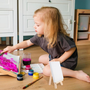 Keep Smiling 10x10cm <strong>Mini</strong> Cotton Blank Art <strong>Canvas</strong> Painting Kit for Kids Acrylic Paint Painting With <strong>Easel</strong> - Product Image 4