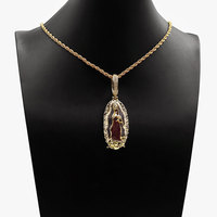 Pendentif personnalisé en moissanite Notre-Dame de Guadalupe Vierge Marie plaqué or 14 carats, micro-pavé, style hip-hop, bijoux catholiques unisexes
