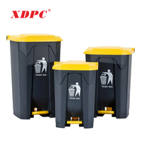 Poubelle de rangement mobile à pédale, à ouverture supérieure, 50/80/100 litres, en plastique pour extérieur avec roues, écologique