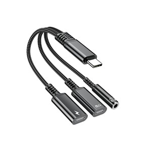 3 in 1 <b>USB</b>-<b>C</b> to 3.5mm Headphone Audio <b>Adapter</b> Cable and Phone Charger <b>Adapter</b> <b>Type</b> <b>C</b> Aux Converter Headphone Jack Dongle Cord - Product Image 1