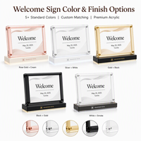 Panneau de bienvenue en acrylique cristal avec éclairage LED or rose, support d'affichage pour réception d'hôtel et mariage, insert interchangeable
