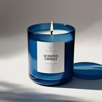 Großhandel Luxus 10oz Blue Glass Jar Kerze mit benutzer definierten privaten Logo Bester Preis Gel Wachs für Weihnachts anlässe