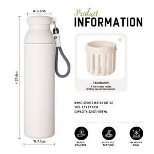 Bouteille d'eau en acier inoxydable à double paroi isolée et recyclable avec infuseur, vente chaude - Product Image 3