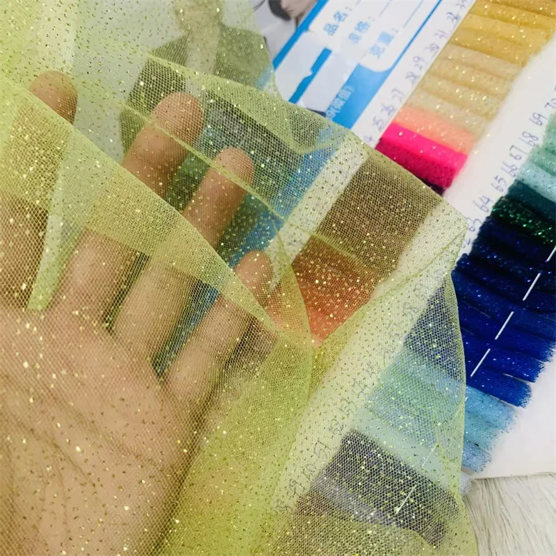 Chinese Factory Wholesale Breathable Lightweight Knitted Dress Costumes Glittering Points Powder Rhombic Mesh Fabric