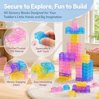 EPT 40 PCS Blocs de construction sensoriels souples translucides, jouets de construction empilables et emboîtables pour enfants de 3 ans et plus