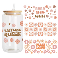 Autocollants UV personnalisés pour tasses, simple ou double face, imperméables, effet 3D, enveloppement complet 16oz