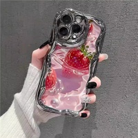 Coque de Téléphone TPU Anti-Choc Tendance Style Ins Été Fraise Galvanisée pour iPhone 12 13 14 15 16 17 Pro Max