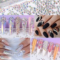SS3-SS20 1440 pièces Cristaux AB transparents dorés 3D Non HotFix FlatBack Strass pour Nail Art, Décoration de Chaussures et de Danse