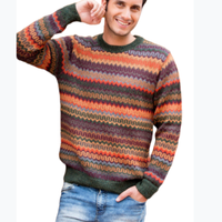 Pull en tricot côtelé à col rond classique pour homme, à manches longues, en jacquard