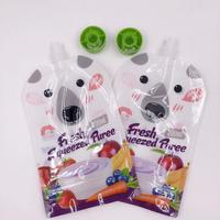 Pochette à bec à presser imprimée personnalisée sans BPA, fermeture à glissière rechargeable et réutilisable pour les aliments bio faits maison pour bébés et enfants
