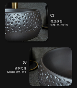 Lavabo de salle de bain en céramique contemporain de conception chinoise, gravé à la main, noir, résistant à l'eau, écologique, garantie 1 an - Product Image 5