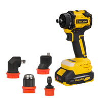 Perceuse sans fil 21V sans balais, ensemble 4-en-1 avec têtes interchangeables et mandrin à connexion rapide pour le bricolage
