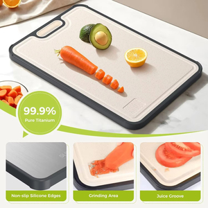 Planche à dé<span class=keywords><strong>couper</strong></span> pour la cuisine, planche à dé<span class=keywords><strong>couper</strong></span> non toxique, double face, qualité alimentaire, 2 en 1, en titane pur, en paille <span class=keywords><strong>de</strong></span> blé, en PP - Product Image 4