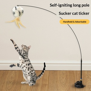 <strong>Cat</strong> Toy Self-Entertaining Boredom Relief Automatic <strong>Cat</strong> Teaser Wand Feather Suction Cup Bell Bite-Resistant Kitten <strong>Cat</strong> teaser - Product Image 1