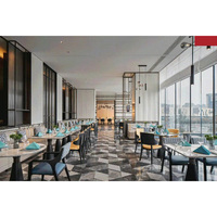 Ensemble de meubles de chambre d'hôtel en bois moderne avec design écologique pour hall d'entrée, salon, chaises de restaurant durables, canapés et tables