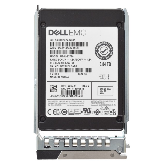PM1653 2.5" 3.84TB 24GBPS SAS SSD Drive - 9N32F MZ-ILG3T80