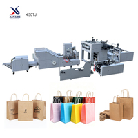 Machine de fabrication de sacs en papier à fond plat et à corde ronde à grande vitesse, contrôlée par 7 servomoteurs, 450TJ, pour l'emballage de vêtements et de produits de vente au détail