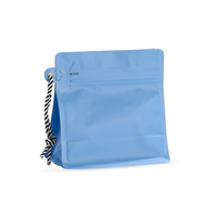 Sachets d'emballage en plastique à fond plat bleu mat de qualité alimentaire avec cordon de serrage portable pour thé, café en grains 80, 150, 250g, 113~454g