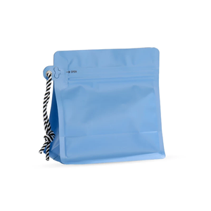 Sacchetto piatto blu con cerniera a strappo, sacchetti di plastica con coulisse portatile per tè <span class=keywords><strong>e</strong></span> caffè da 80, 150, 250g <span class=keywords><strong>e</strong></span> 113~454g - Product Image 1