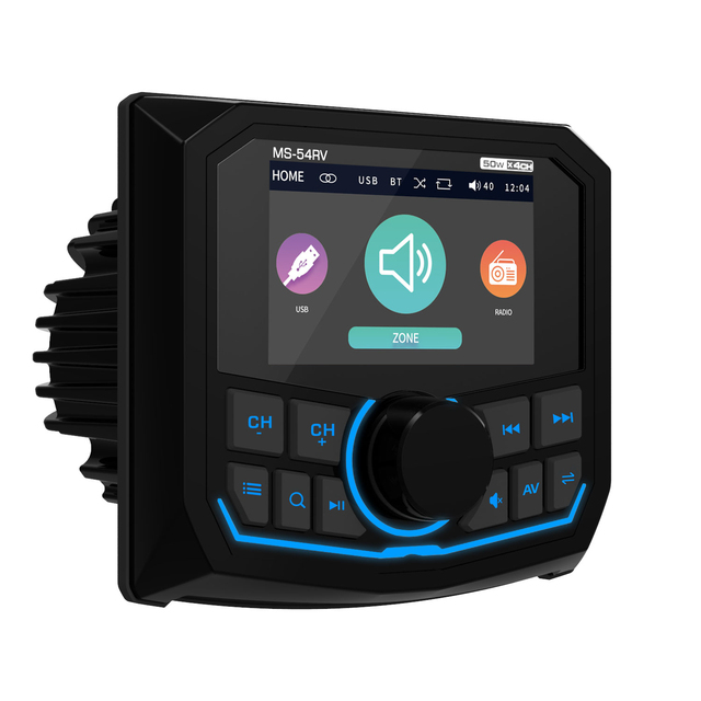 GRANDnavi 4 Inch Display Gauge Receiver Marine Receiver IPS LCD Screen MP5 Stereo FM Black White Available Perfect for Boat UTV