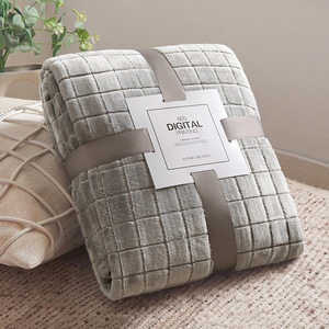 Bán buôn giường Quilt Vua Kích thước kẻ sọc chủ đề Polyester tùy chỉnh rắn màu đồng bằng flannel lông cừu ném chăn cho sofa - Product Image 1