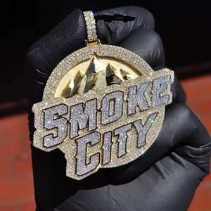 Colgante Premium Hip Hop Smoke City, Chapado en Oro, con Diamantes Moissanite, Brillante, Accesorio de Moda para Hombre y Mujer - Product Image 6