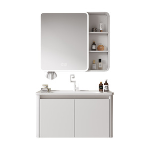 Meuble de salle de bain en titane et aluminium italien avec miroir et lavabo en céramique - Product Image 4