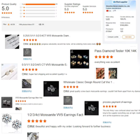 Boucles d'oreilles clous en diamant CVD de laboratoire, testées au diamant, en argent sterling 925, bijoux fins pour femmes, vente chaude