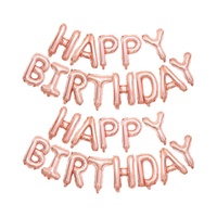 Joyeux Anniversaire – Ballon Mylar en Aluminium de 16 pouces, Or Rose, Orange, Noir, Rose, Blanc, Bleu, Vert, en Forme de Lettres Cursives pour Décoration de Fête