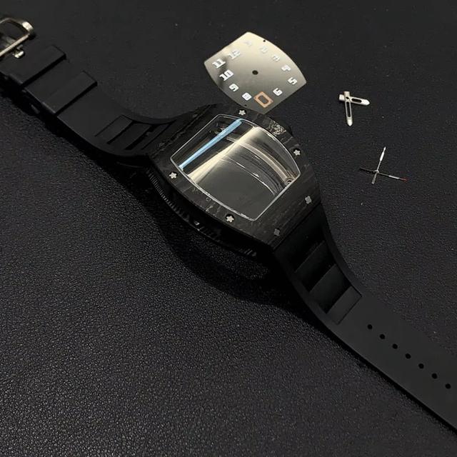 RM Inspired Carbon/Titanium Composite Sapphire Glass Case for RM 27-05 RM 35 Series Watches Featuring Durable Carbon Fiber
