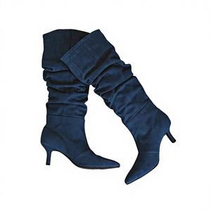 Bottes hautes d'hiver à bout pointu avec plateforme tendance, tige en flanelle et semelle extérieure en caoutchouc – Collection Collaboration - Product Image 2