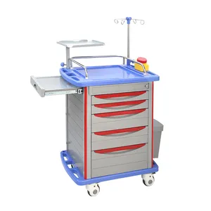 Carrello di anestesia del carrello medico della medicina di salvataggio della chirurgia di emergenza dell'ospedale del carrello dell'abs di vendita calda