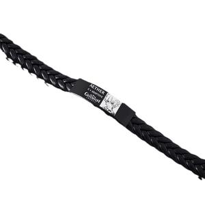 Project <span class=keywords><strong>Genshin</strong></span> Impact Character Periférico Cuero Negro Acero inoxidable Codo Pulseras ajustables Brazaletes para hombres Mujeres - Product Image 5