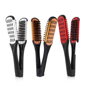 Özel Logo kuaförlük V tarak alüminyum fırça tarak kıvırcık saç DIY düzleştirici kıl yıkanabilir tarak kadınlar şekillendirici aracı