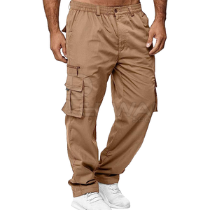 New <b>Men's</b> Casual Multi-Pocket Lightweight Polyester Straight <b>Overalls</b> Colored Washed Hiking Trousers Mid Waist Outdoor Use - Product Image 2