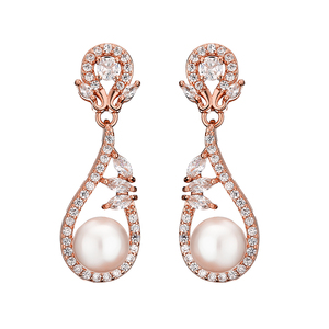 ROKOL EP1113 Pendientes de Joyería Fina para Mujer al por Mayor, Pendientes de Perlas Colgantes Chapados en Oro de 18 Quilates, Circonita Cúbica, Pendientes de Novia para Boda - Product Image 5