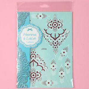 Tatouages temporaires imperméables en dentelle blanche et brune pour la main de la mariée, style <span class=keywords><strong>henné</strong></span> de mariage, autocollants - Product Image 2